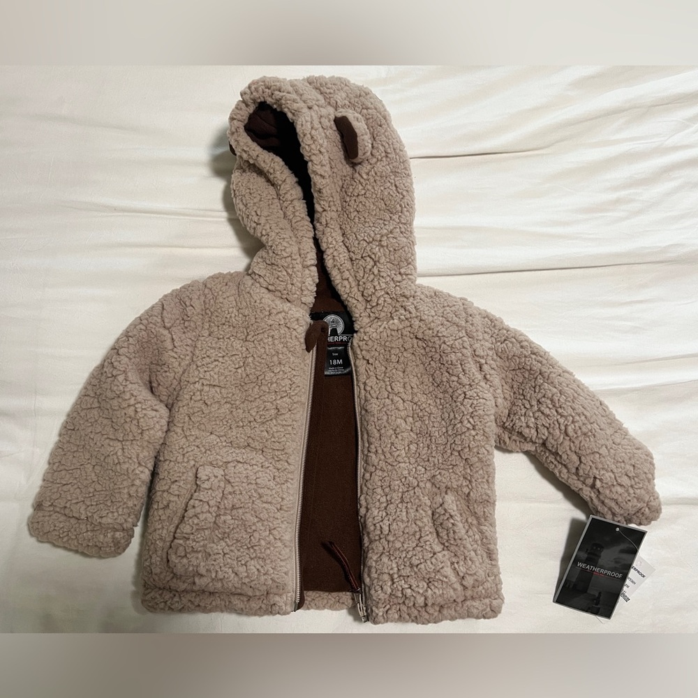 NWT! Toddler Sherpa Bear Ear Jacket | 18-24 M | Cozy, Cute, Warm!
